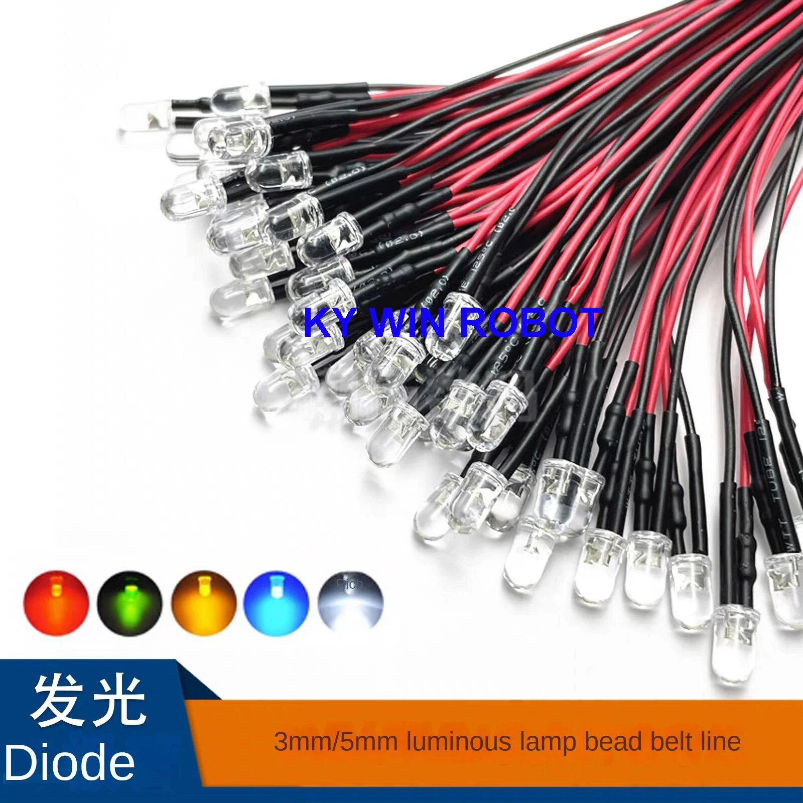 10PCS 3mm LED 5-12V 20cm Pre-wired White Red Green Blue Yellow UV RGB Diode Lamp Decoration Light Emitting Diodes Pre-soldered