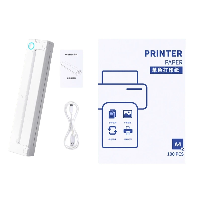 Mini Printer Portable Thermal Printer Inkless Pocket Printer Bluetooth-compatible Photo Printer for Learning Assistance F19E