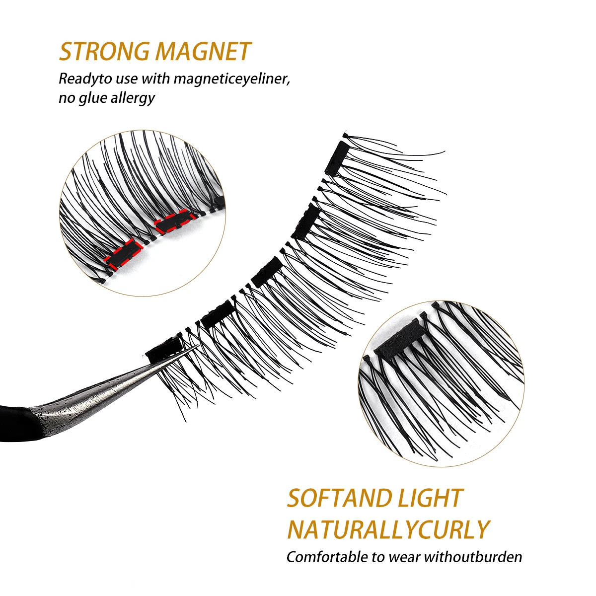 MAGEFY 3 Pairs Magnetic Eyelashes with Applicator Eyelash Brush Glue Free Reusable Magnetic Cat Eye Styles Natural Magnetic Lash