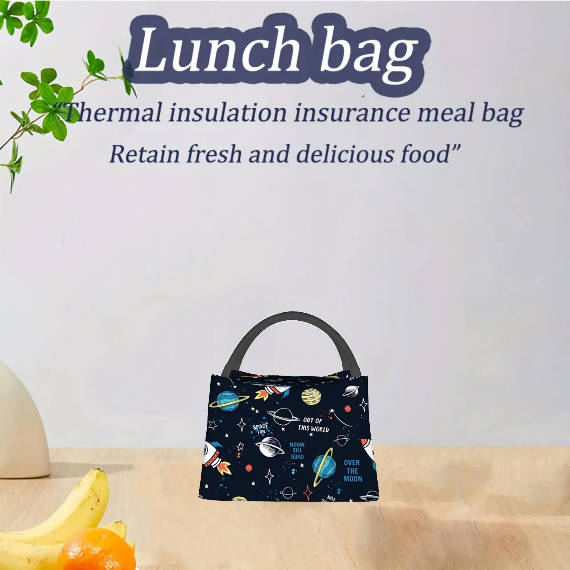 Space Adventure Lunch Bag Insulated Cooler Tote Portable Reusable Thermal Handbag for Work