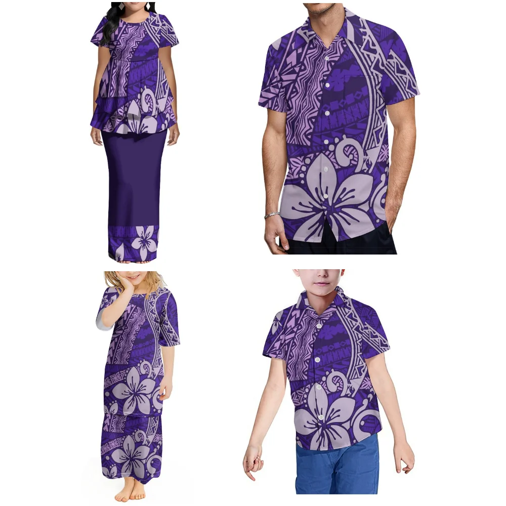 Summer Puletasi Custom-Made Women'S Clothing - Polynesian Family-Style Dress With Double-Layered Hem Women'S Skirt Pattern