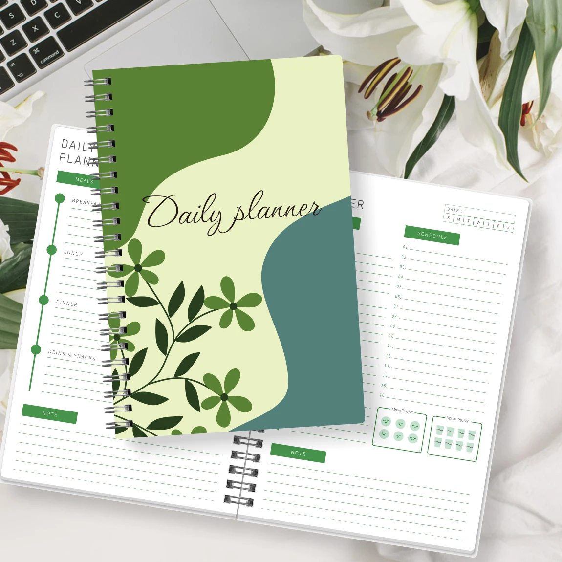 A5 Daily Planner Notebook, Undated Organizer with Schedule, Notes and To Do List, Compact Journal for School,Office,Perfect Gift