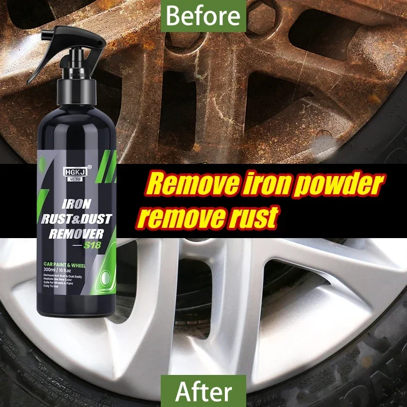 HGKJ Car Paint & Wheel Iron Particles Powder Cleaning Super Rust Dust Remover Spray Metal Surface Defender Auto Rim Cleaner S18