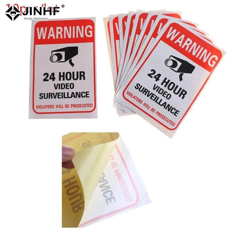 10pcs/lot Waterproof Sunscreen PVC Home CCTV Video Surveillance Security Camera Alarm Sticker Warning Decal Signs Stickers