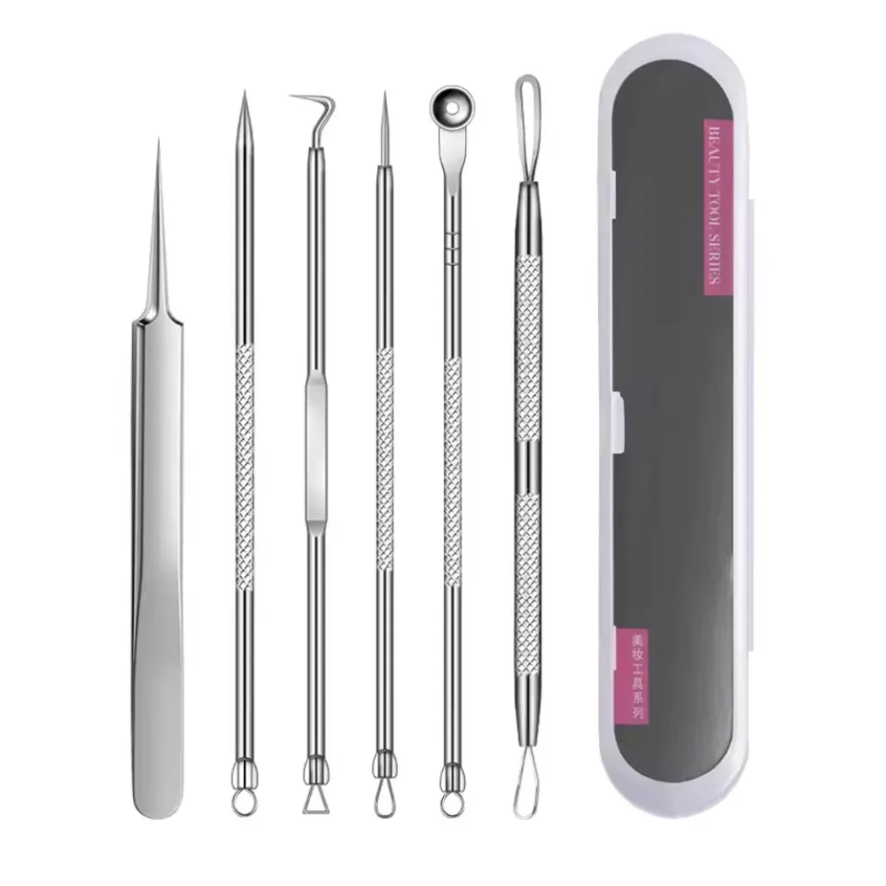 6Pcs Ultra-Precise Pimple Tweezers Set Pro Acne and Blackhead Removal Tool for Effective Face Care and Skin Purification
