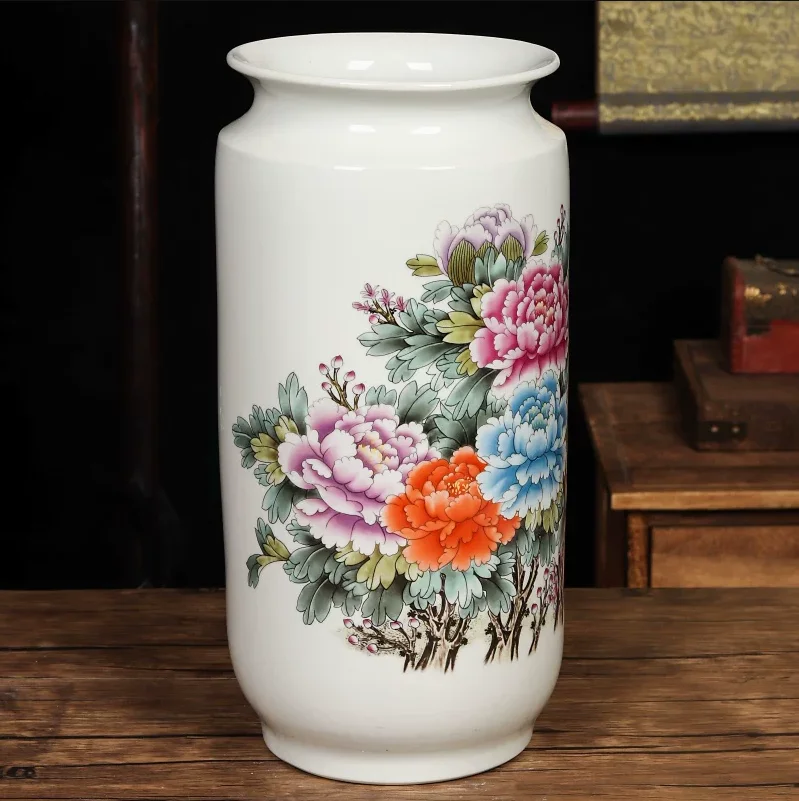 Chinese Traditional Vases Jingdezhen Ceramic Vintage Vase Fine Smooth Surface Furnishing Articles Vase Decoration Household
