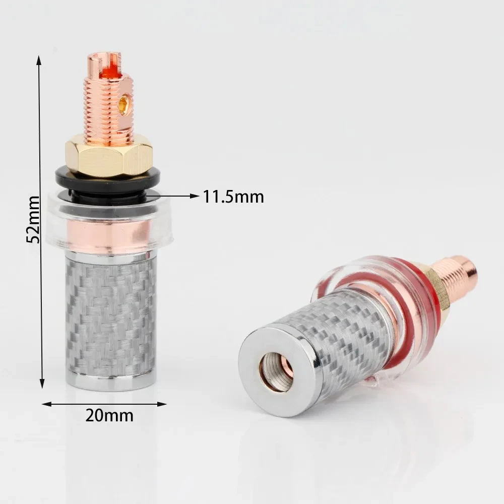 Preffair High Quality Red Copper Plated Speaker Terminal Binding post Carbon Fiber Shell 4mm banana plug Binding Post BP1122