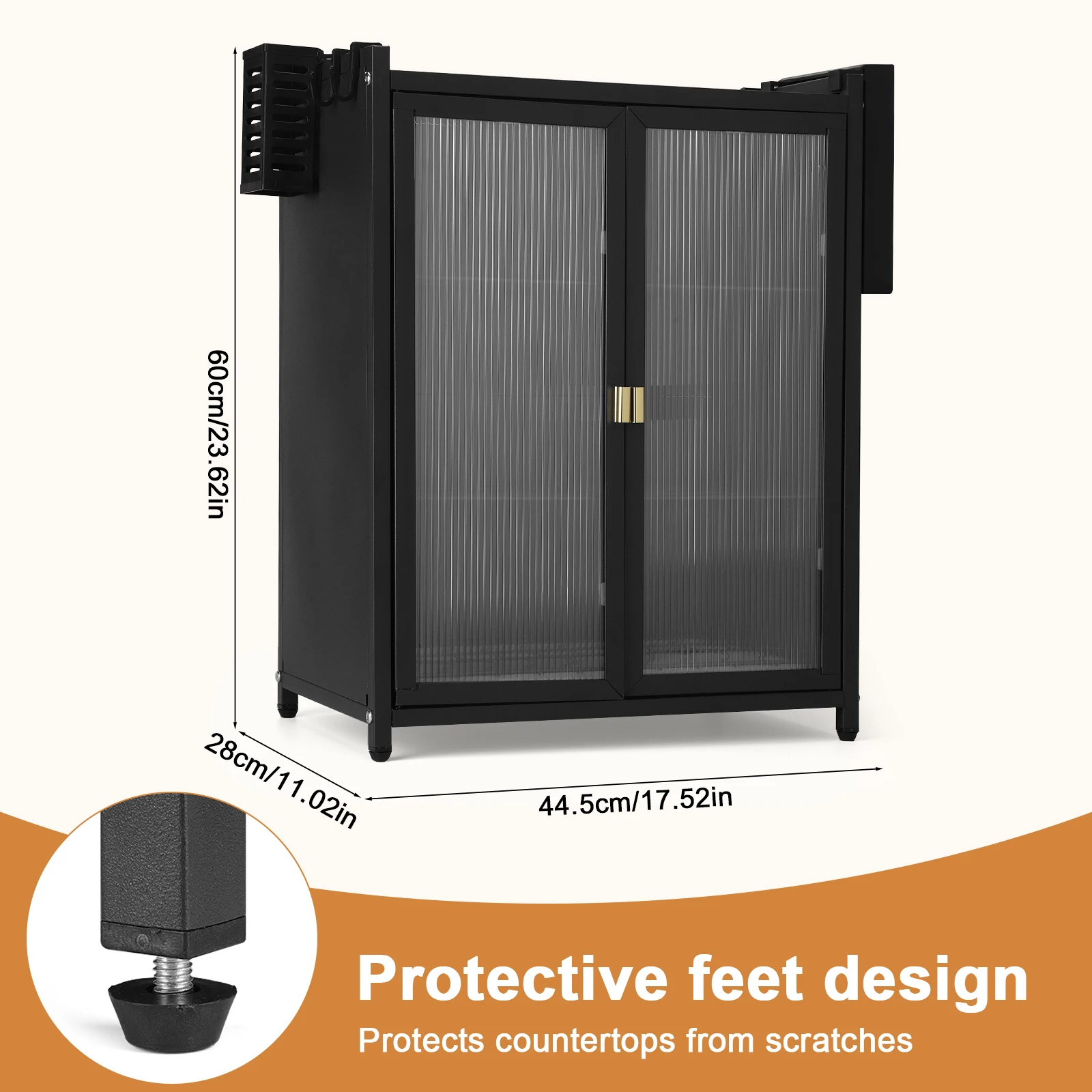 

3-Tier Kitchen Countertop Cabinet with Double Door Kitchen Storage Cabinet with Chopstick Baskets Kitchen Organizer