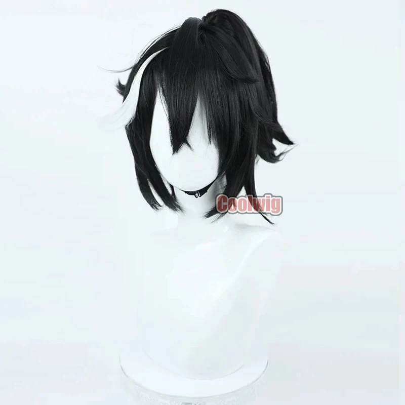 Coolwig Synthetic Hair Katsuragi Ace Cosplay Wigs Game Uma musume: Pretty Derby 40cm Long Black Mixed White Wig Heat Resistant