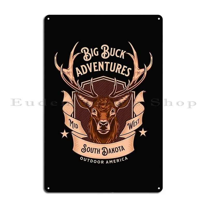 Vintage Deer Hunting South Dakota Metal Sign Garage Customize Custom Printed Create Tin Sign Poster