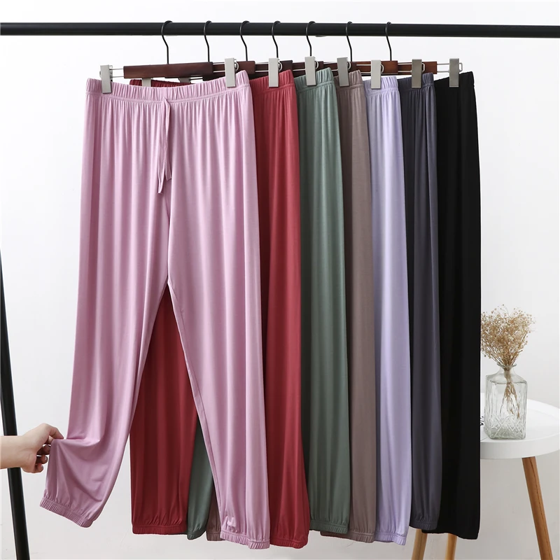 Loose Lantern Pants Women's Modal Casual Pants Summer Thin Footed Cuffed plus Size Versatile Fat MM Sports Pants High Waist L...