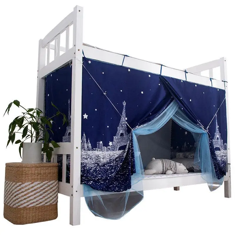 Integrated Mosquito Net Dormitory Single Top Bunk Bed Light Blocking Curtain  New Model Top Bottom Bed Anti-Mosquito