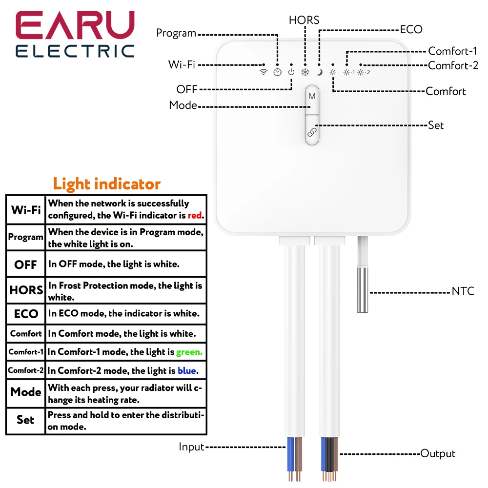 Tuya ZigBee Smart Thermostat For Pilot Wire Heating Radiator Support Ecowatt Electricity Monitoring Remote Control Alexa Google