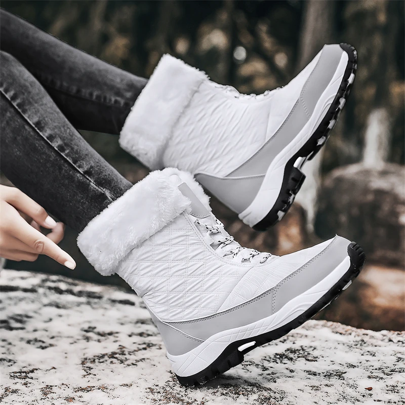 Snow Boots for Women Fashion Cashmere Warm Women\'s Boots High Top Winterproof O Utdoor Cotton Shoes Platform Boots Hiking Boots