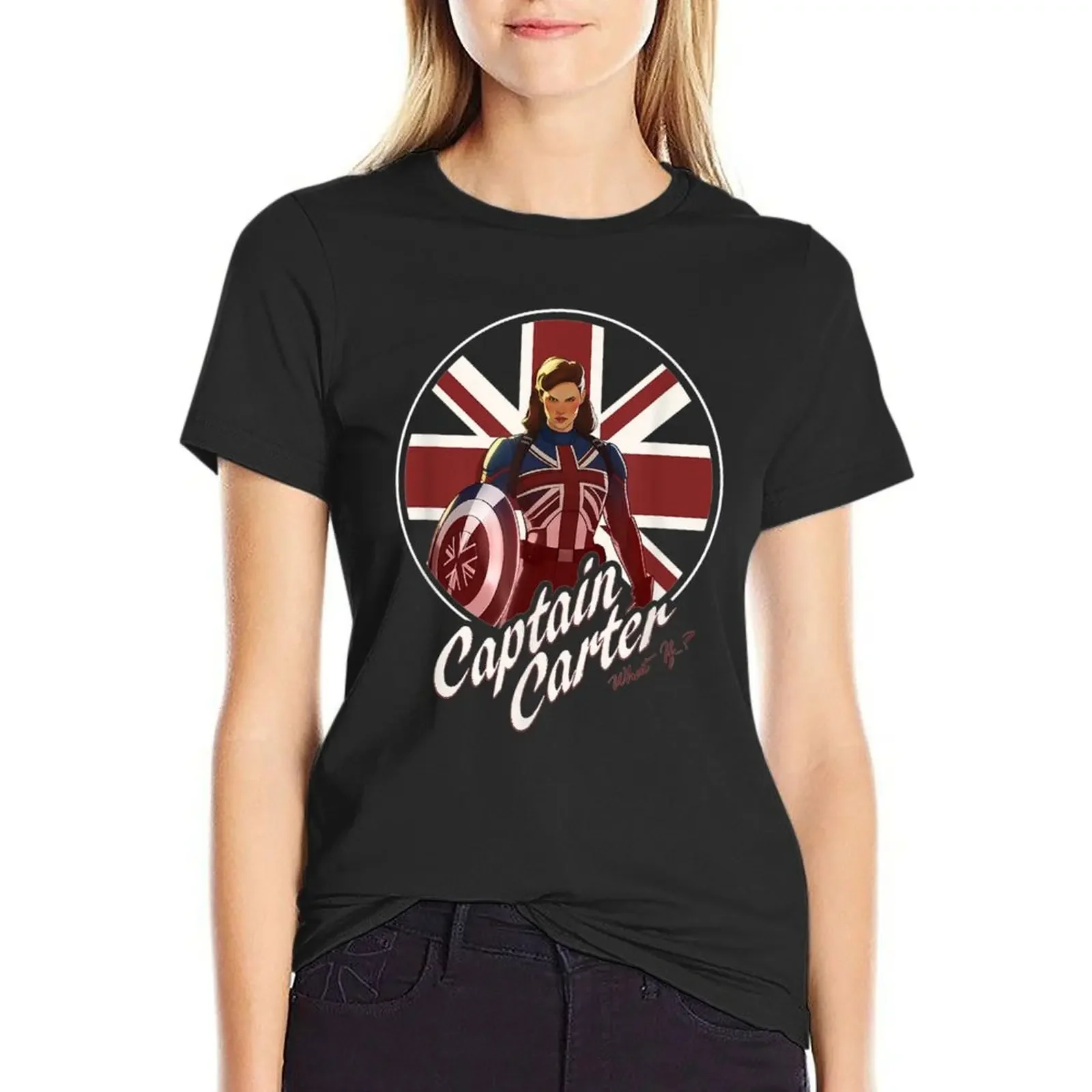 

Captain Carter British Flag T-Shirt vintage clothes sublime summer tops plus sizes luxury designer clothing Women