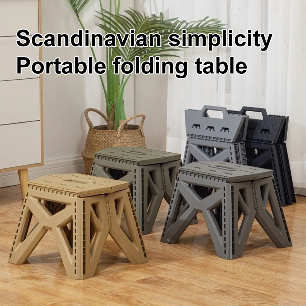 Polygonal Foldable Stool Large Portable Plastic Stool Load-bearing Durable Mini Chair Outdoor Portable Stall Camping Stools