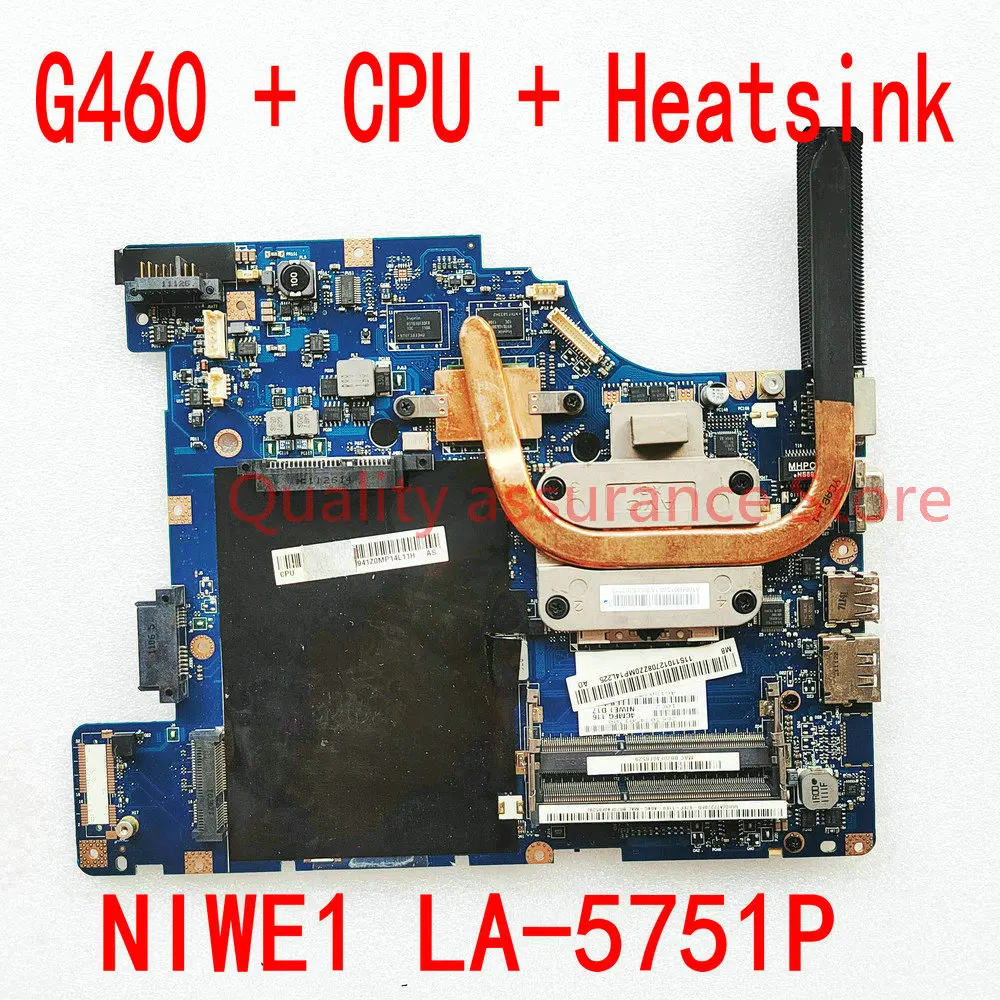 

For LENOVO G460 Z460 Notebook Laptop Motherboard NIWE1 LA-5751P Mainboard CPU + Heatsink HM55 DDR3 full test 100% work