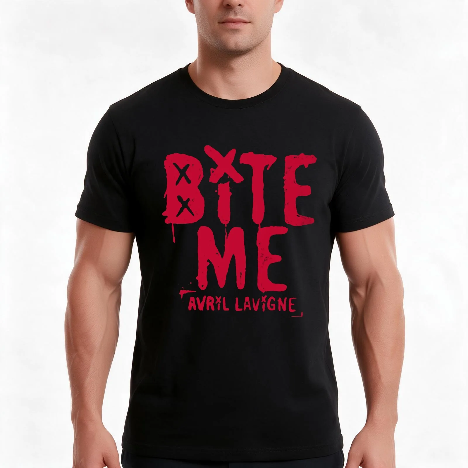 Vintage Bite Me Avril Lavigne T-Shirt, Summer Casual Cotton Tee, Oversized Streetwear Tops, Vintage Graphic Print, 100% Cotton