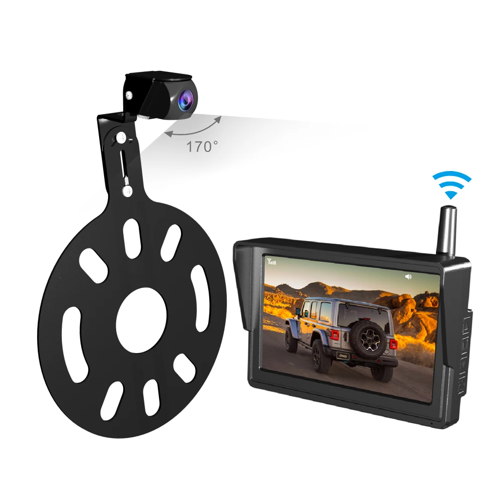 

5-дюймовая цифровая беспроводная резервная камера 2,4G 720P, автомобильная камера заднего вида с креплением на запасное колесо, резервная камера для Jeep
