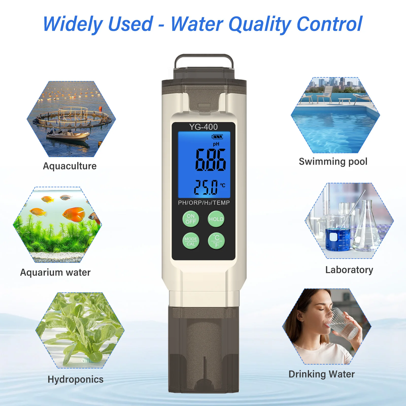 Yieryi 4 in 1 Misuratore digitale PH ORP Temp H2 ppm ppb Tester per acqua idrogeno disciolto per acquario Acqua potabile Piscina idroponica