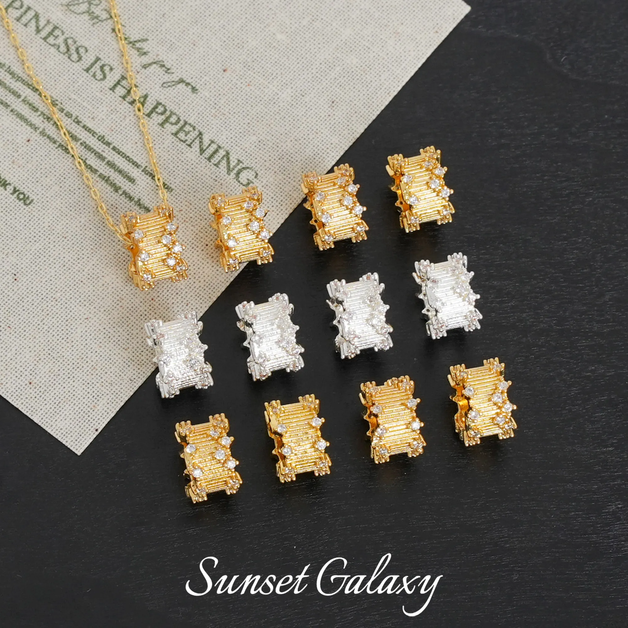 18k Gold-plated Micro-inlaid Zircon Wheel Bead Spacer Handmade DIY Beaded Bracelet Necklace Jewelry Accessories Material