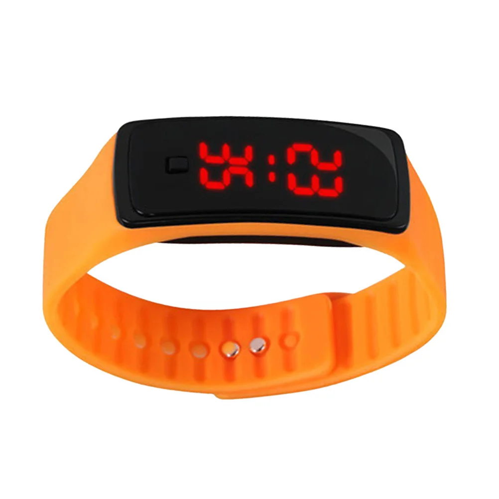 Children Outdoor Wrist Watch Silicone Band Orange LED Digital Unisex Running Sports Student Casual Watch Running Silicone Band