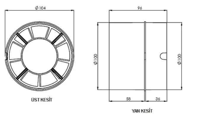 Aircol 100 Rond, Kanaaltype Ventilator/Aspirator 100 M³/H