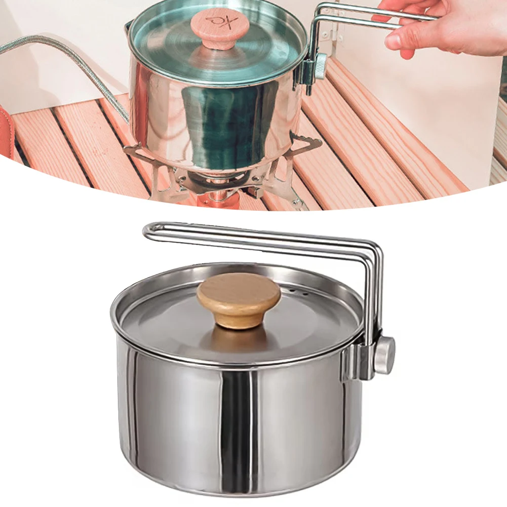 

Stainless Steel Kettle Portable Cooker 14*10.5*14.5CM Ideal For Outdoor Cooking Picnic Pot Wear-resistant Material