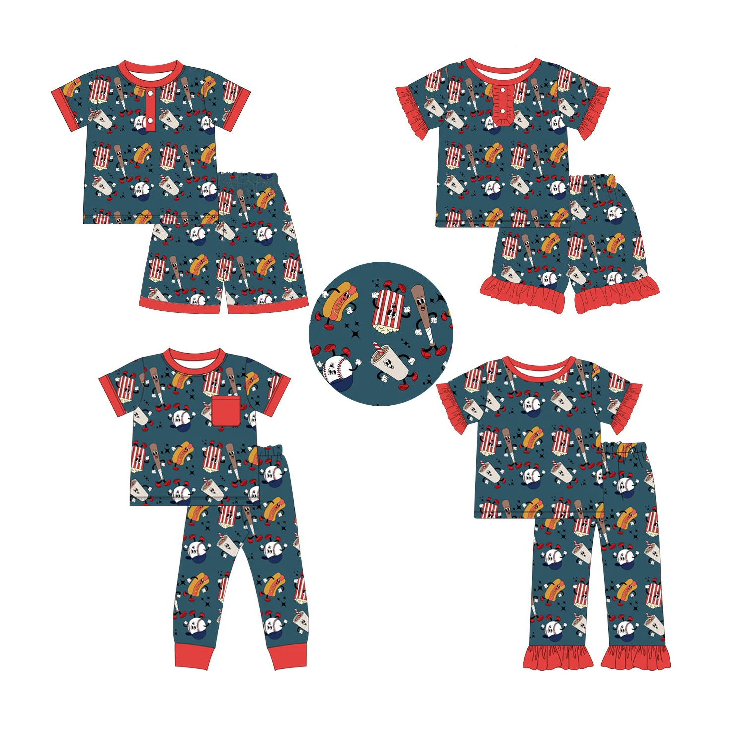 

Baby Girl Clothes Toddler Boys Sets Snack Patterns Short Sleeve Pajamas Two Piece Set Kids Fashion Pajama Set Newborn Baby Cloth