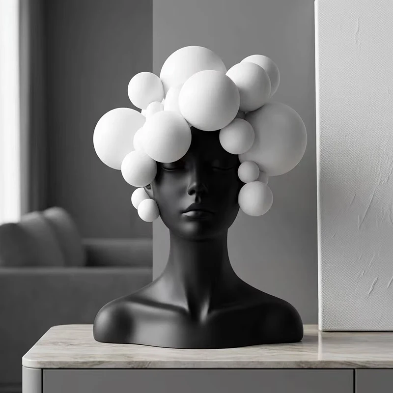 Home Decor Crafts Creative Abstract Character Statue Desktop Art Ornament Study Room Black Resin Art Decor Indoor Figurine Gifts