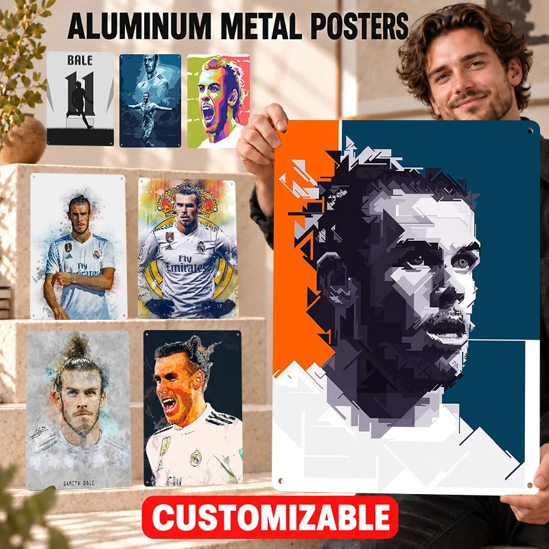 Gareth Bale Welsh Football Player Printed Posters Customized Aluminum Sign Wall Art For Sports Room Or Man Cave Birthday Gift