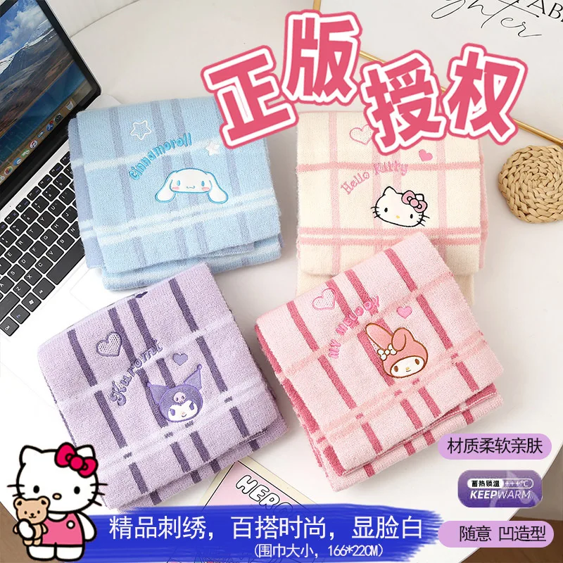 

2026 New Sanrio Warm Knitted Scarf for Women Girls Autumn Winter Hello Kitty Kuromi Neck Gaiter Fashion Warmth Warmer Accessory