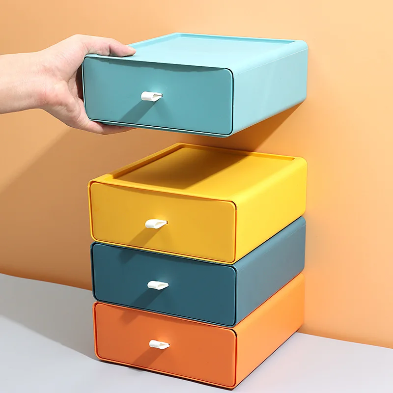 Stackable Dustproof Storage Box Desktop Drawer Storage Box Large Capacity Stationery Sundries Organizer for School Office