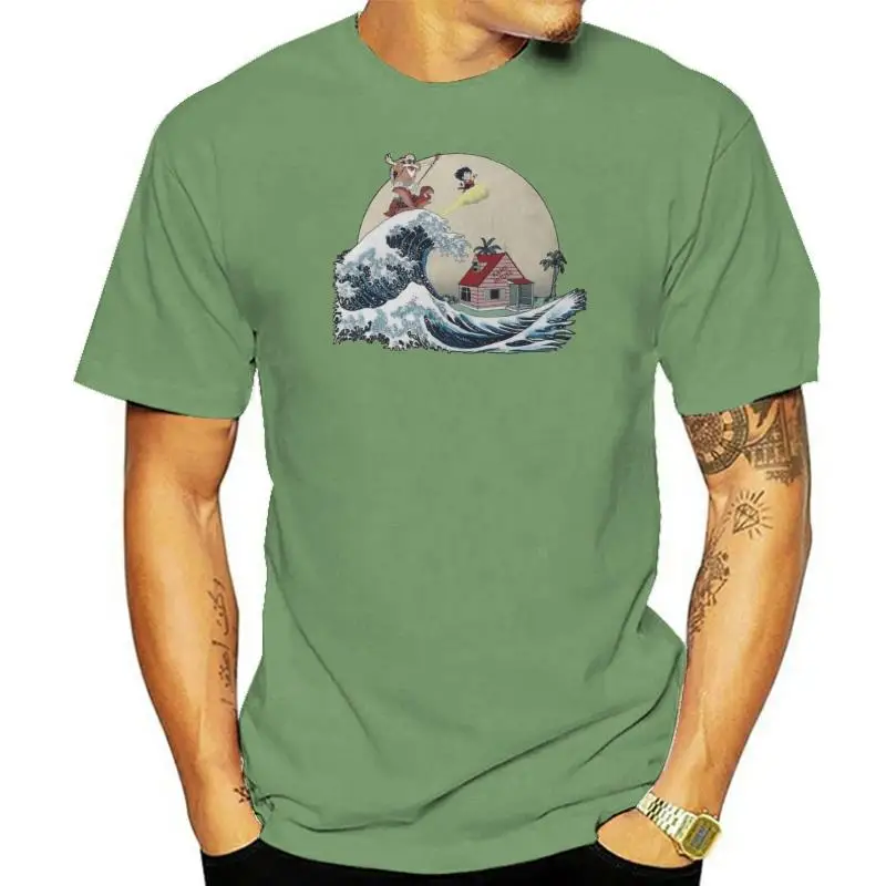 2024 Fashion Short Sleeve GOKU AND MASTER ROSHI RIDE THE WAVE Men Women Unisex T-shirt custom tees