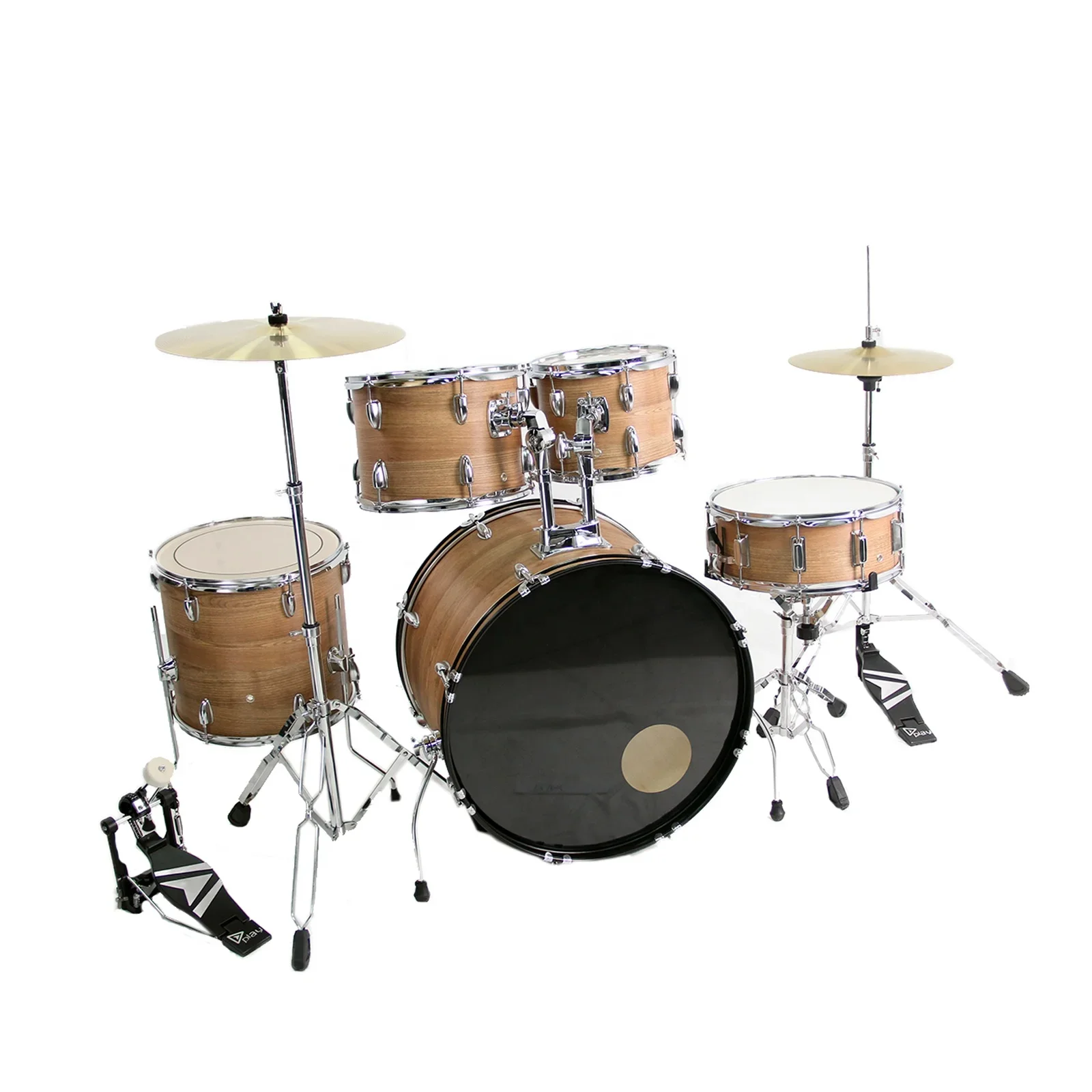 

September Discount Hot Sell Factory Custom Color Brown Gold Chrome Lugs 5 Piece Drum Set Professional Drums Set in Stock