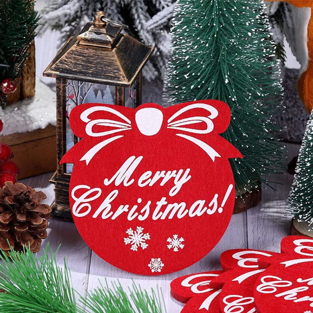12Pcs Christmas Cup Pad Felt Water Cup Mat Anti-Scalding Table Protector Xmas Pattern Coaster Ornament Creative Heat-Resistant