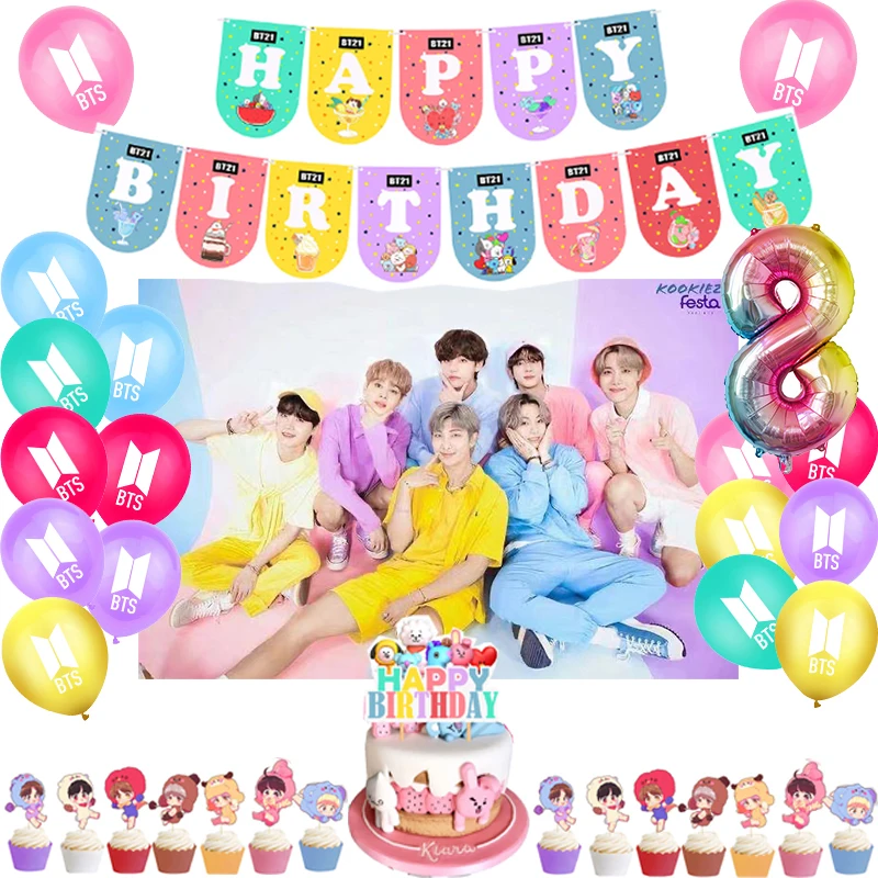 

Корейский идол звезда мальчики украшение на день рождения воздушный шар баннер торт Топпер товары для вечеринки Baby Shower