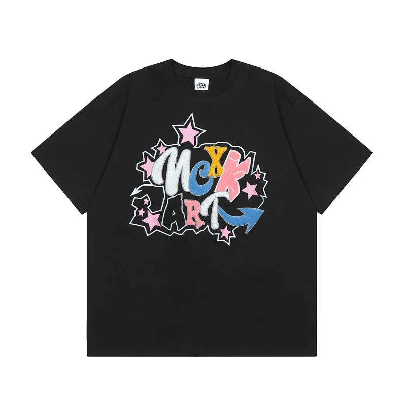 Harajuku New Funny Colorful Letters Graphic Printing Women T-shirts Fashion Casual Loose Oversize Short Sleeve Tops Tees Unisex