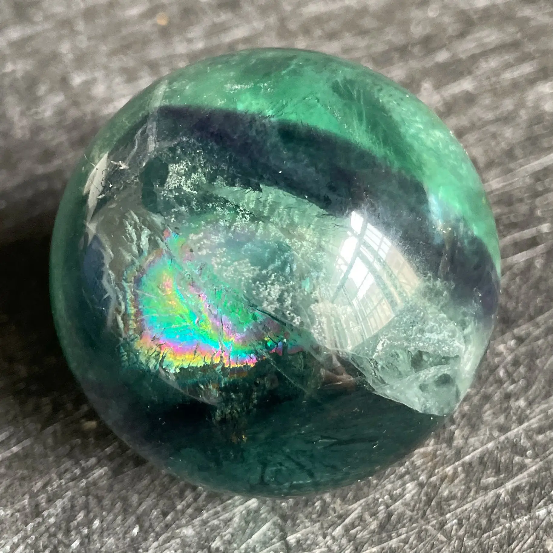 Natural Stone Rainbow Fluorite Crystal Ball Polished Quartz Sphere Reiki Healing Gift Room Colorful Decor