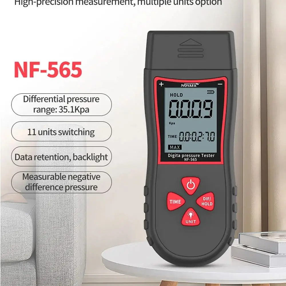 Noyafa Digital Manometer Air Pressure Gauge NF-565 Differential Pressure Gauge ±105 KPaAir Pressure Meter Differential Gauge Kit