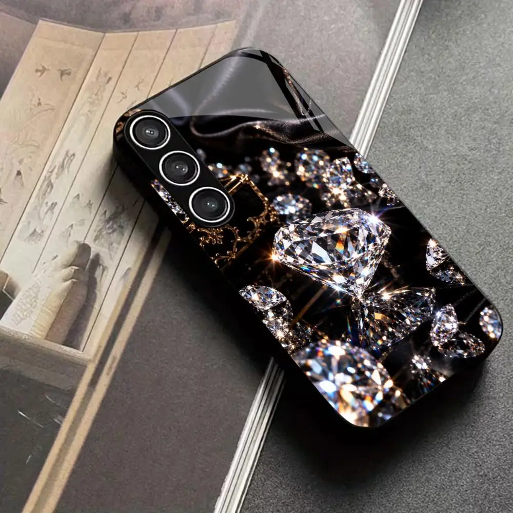 High-end Sparkling Diamond Phone case Tempered Glass phone case for Samsung Galaxy S26/S25/S24/S23/S22 FE Ultra Plus Shockproof