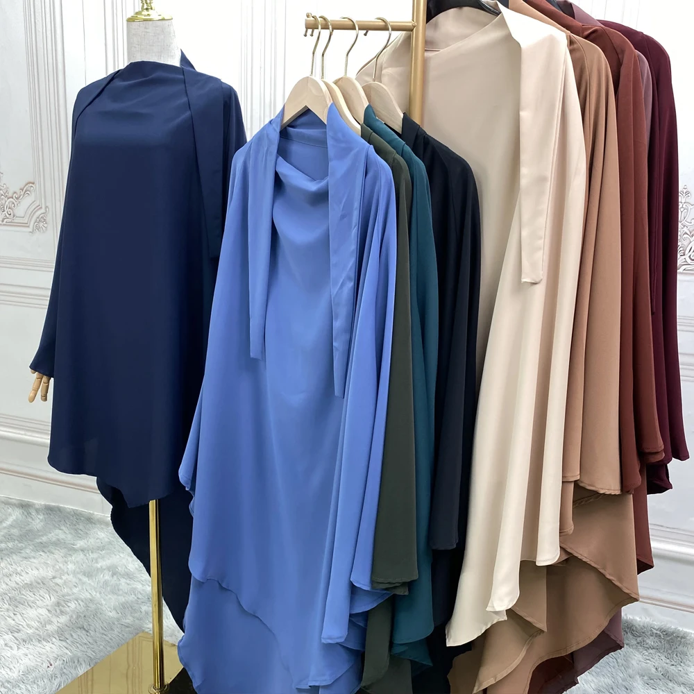 

Ramadan Eid Muslim Long Hijab Headcarf Women Khimar Caftan Jubha Islamic Clothing Hijabs Overhead Prayer Garments Niqab Scarf