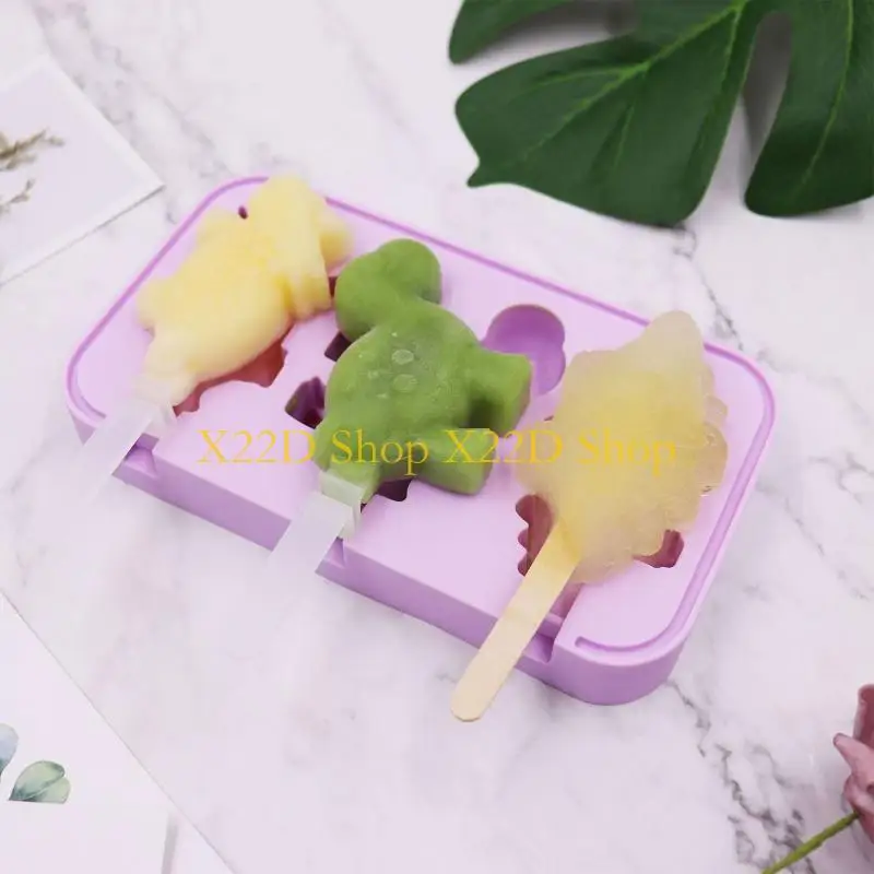 X22D 3 Cells Dinosaur Ice for Pop Moulds Ice Cream Moulds Silicone Ice Cream