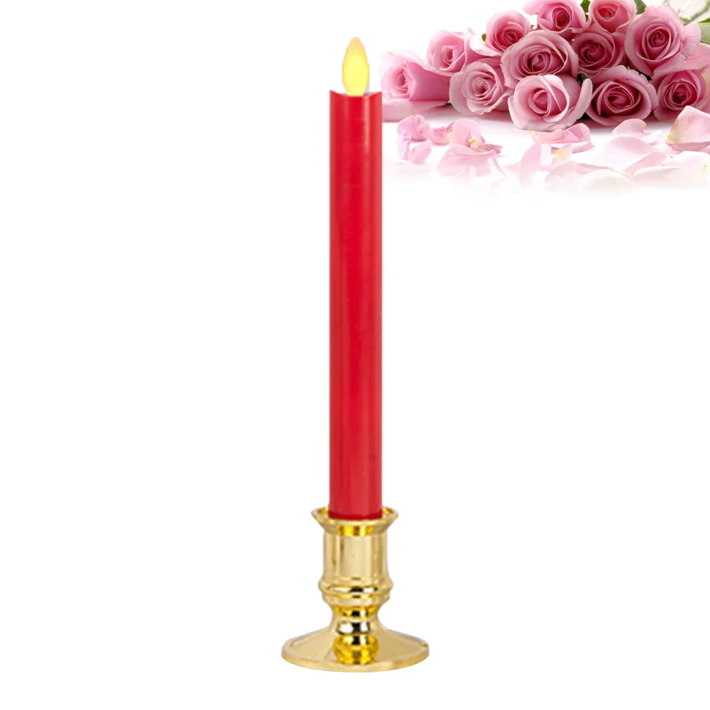 

2Pcs Flameless Flickering LED Taper Candles Remote Control Timer Realistic Pillar Lights for Home Wedding Red