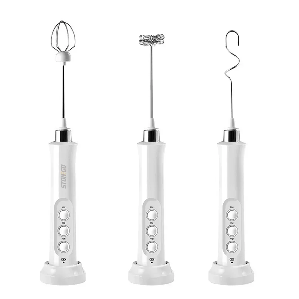 Electric Milk Frother 3 Speed Handheld Coffee Mixer With USB Rechargeable Base 3 In 1 Versatile Foam Maker Premium Stainless Steel Whisk For Cappuccino Latte Hot Chocolate Compact Wireless Egg Beater Portable Mini Kitchen Gadget Professional Drink Mixer gallery 7