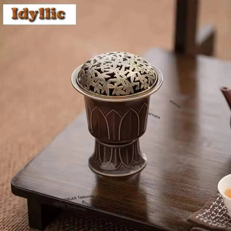 Lotus Flower High Foot Ceramic Incense Holder Aesthetic Waterfall Burners Consecrate Censer Tableware Ornaments Equipment Craft