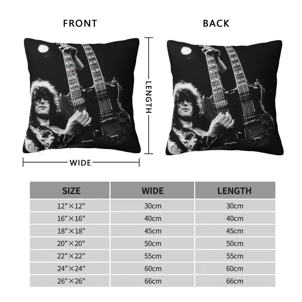 Jimmy Page Guitarist Pillowcase Polyester Linen Velvet Creative Zip Decor Sofa Cushion Cover 18