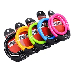 Candado de cadena de alambre de acero para bicicleta, Cable de seguridad para ciclismo, combinación de contraseña de 4 dígitos, 5 colores opcionales, 1 pieza
