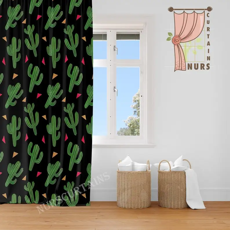 Cactus Pattern Blackout Curtain: Nature Themed Summer Decor