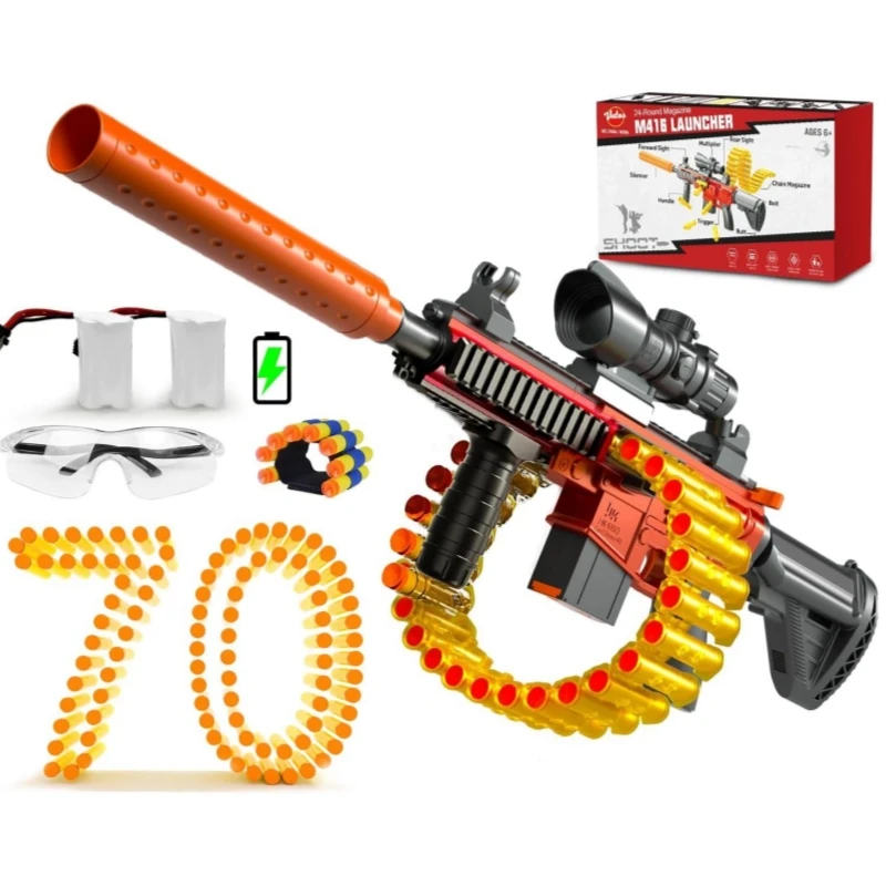 VATOS Automatic Blaster Toy Gun For Kids Shell Throw Chain Mode 24-Dart Clip Manual Toy Guns Shooting Game for 6+ Year Old Boys